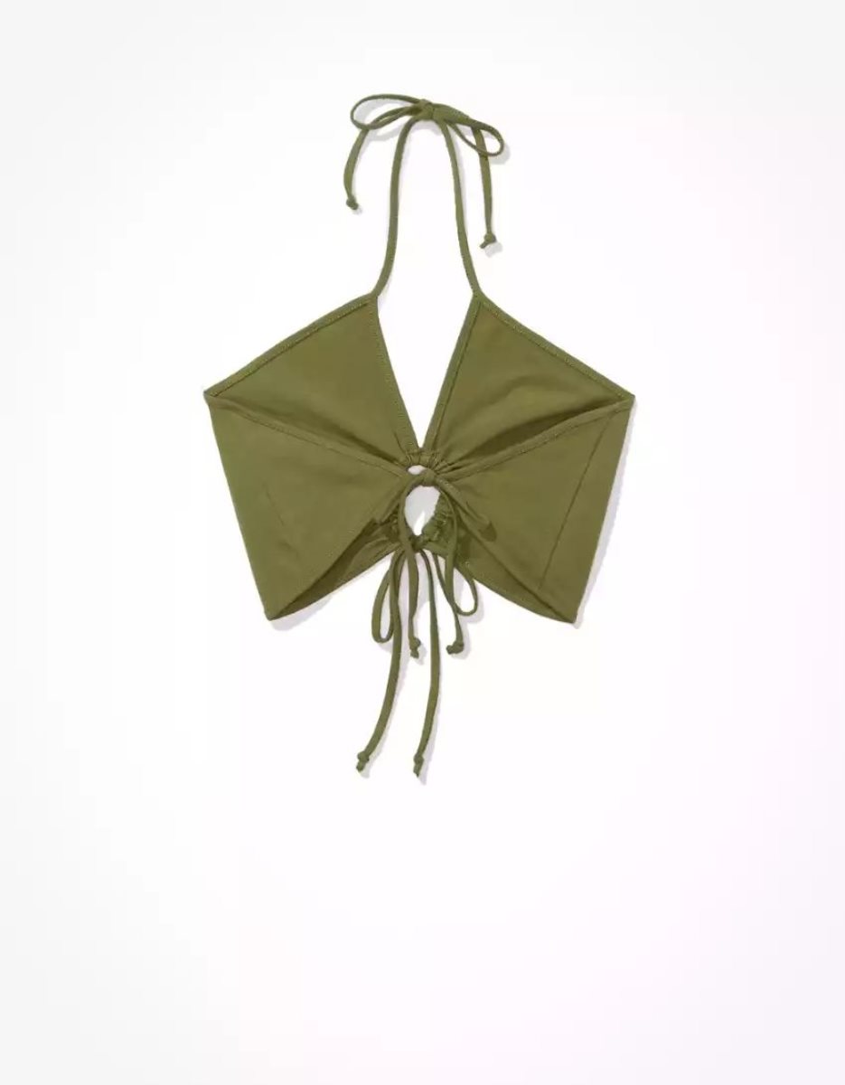 Debardeur American Eagle AE Keyhole Halter Vert Olive Femme | YDL-95531689